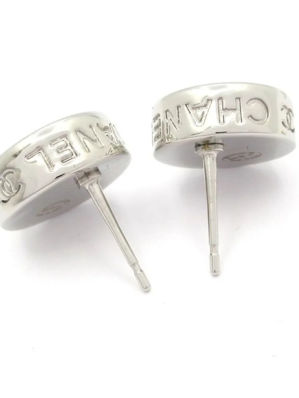 ★SOLD★ Chanel Earrings CC Logo Silver - Picture 4 of 7